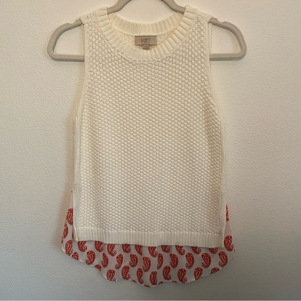 Loft White Crochet Knit Sleeveless Top